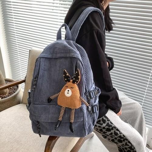 Retro Corduroy Womens Backpack Men Luxury 15 Inch Laptop School Backpacks Female Couple Shoulder School Bags for Teens Ladies
