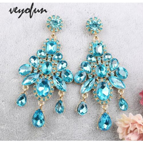 Veyofun Vintage Crystal ZA Drop Earrings Luxury Party Dangle Earrings Fashion Jewelry for Woman Gift New