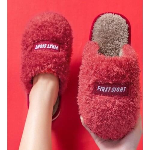 Shoes Women Indoor Platform Non-slip Warm Cotton Slippers 2021 Autumn Winter Female Fashion New Flat Couples Home Flip Flops
