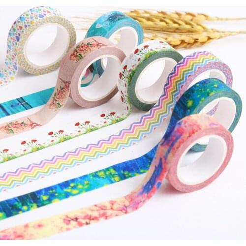 10 Meters lonng Watercolored Flowers Scenery Decorative Washi Paper Masking Tapes diy Hand Account Label Stick