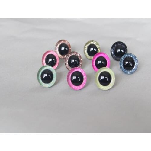 1000PCS new style colorful eyes 9mm-20mm round plastic clear glitter toy safety eyes+ hard washer for plush doll --20pcs--Y10