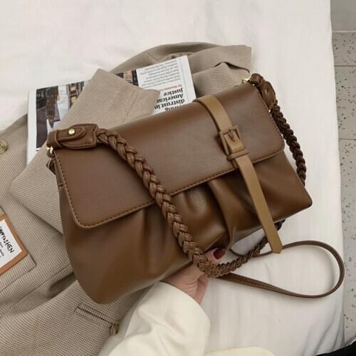 2020 High Quality Pu Leather Crossbody Bag for Women Fashion Casual Luxury Womens Handbags Weave Shoulder Messenger Bags