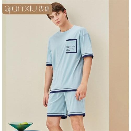 2021 Summer Short Sleeve Cotton Pajama Sets For Men Sleepwear Suit Pyjama Male Lounge Homewear Pijama Hombre Home Clothes 21280