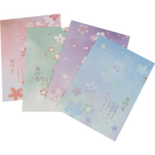 8pcs Cute Sakura Paper Letter Set Office Message Writing European Country Style Envelope Letter Paper School Stationery Supplies