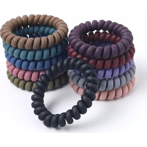 3Pcs/lot Telephone Wire Elastic Hair Bands Women Matte Frosted Colorful Girls Telephone Wire Elastic Hair Bands Hair Accessories
