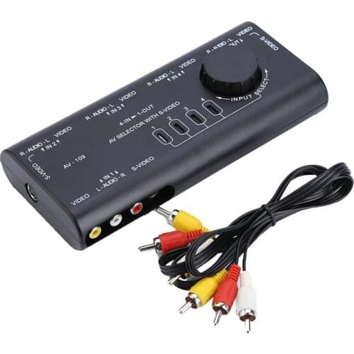 4 in 1 AV Audio S-Video Signal Switcher Splitter Selector Out AV RCA Switch Box Adapter