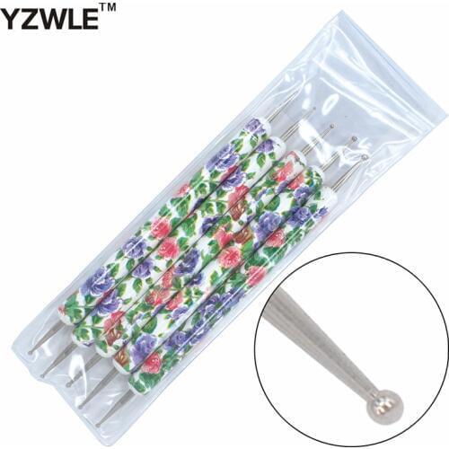 WUF 5Pcs/Pack New Fancy Dotting Pens 2-Ways Nail Design Set Nail Art Tools 17