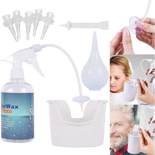 500ml Ear Wax Washer Ear Irrigation Washing Bottle Safe Removal Cleaner Syringe Kit Wax Cleaning Ear Care Tool Set