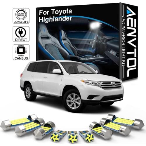 AENVTOL Canbus For Toyota Highlander Kluger 2001-2012 2015 2017 2019 2020 2021 Auto LED Interior Map Dome Lights Accessories Kit