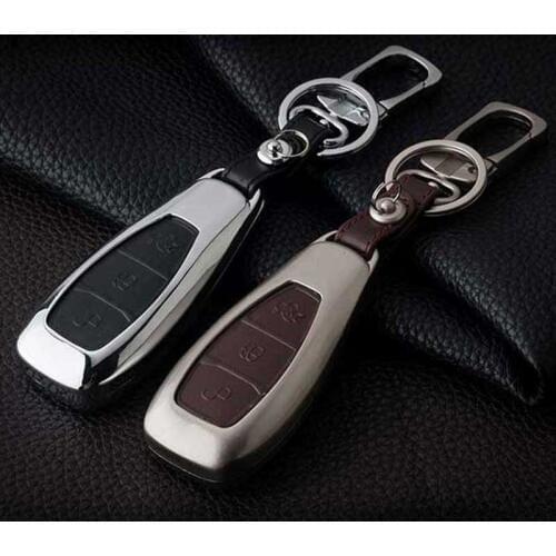 Peacekey Leather Car Key Smart Remote Key Case Cover for Ford Fiesta Focus 3 4 MK3 MK4 Mondeo Ecosport Kuga Focus ST