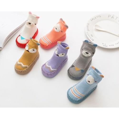 Infant baby foot Socks With Rubber Soles Winter First Walkers Baby Girls boys Floor Socks Shoes Anti Slip Soft Sole