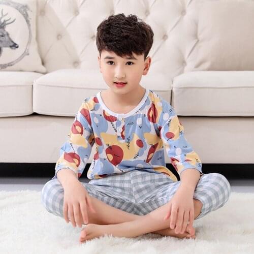 Kids Pajamas Sets For 1-8Y Childrens Clothing Lounge Wear For Boys Girls Short Sleeve Summer Baby Tops+Pants Toddler Sleepwear