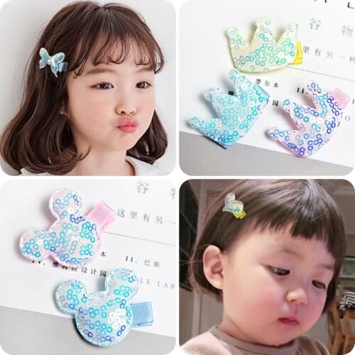 Children Cute Rabbit Star Butterfly Crown Love Hair Clips Girls Sequin Cartoon Ornament Hairpins Kids Hair Accessories