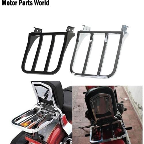 Motorcycle Black/Chrome Sissy Bar Backrest Luggage Rack Rear Carrier For Harley Dyna Street Bob Super Glide Softail Sportster XL