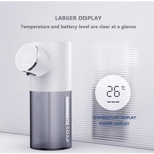 Automatic Soap Dispenser USB Rechargeable 320ml Liquid Soap Dispensers Digital Display Foam Hand Sanitizer Machine For Cozinha