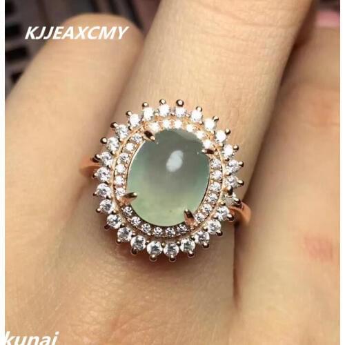 KJJEAXCMY Fine jewelry,Multicolored jewelry 925 silver inlay natural jade mouth Ring Platinum Plated beautiful women