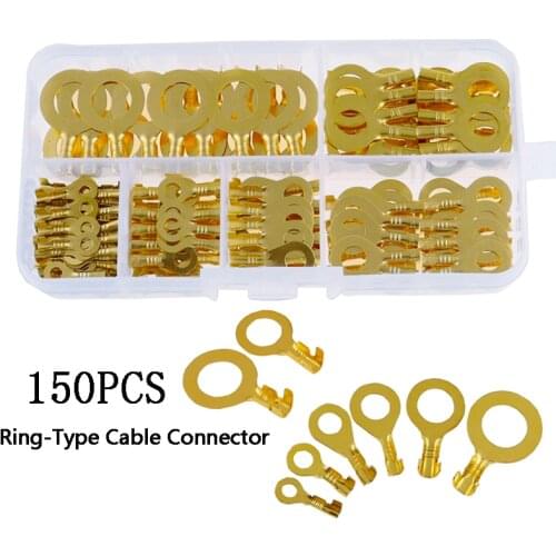 150pcs/set Terminal Block DJ431M3/M4/M5/M6/M8/M10 O-type Lugs Terminals Cold-Pressed Wire Connector Copper Tab Wiring Nose