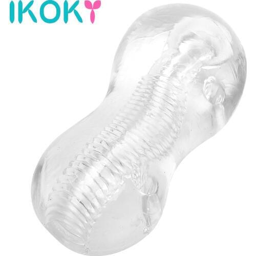 IKOKY Penis Exercise Sex Toys for Men Male Masturbator Soft Jelly Sex Shop Transparent TPE Adult Products