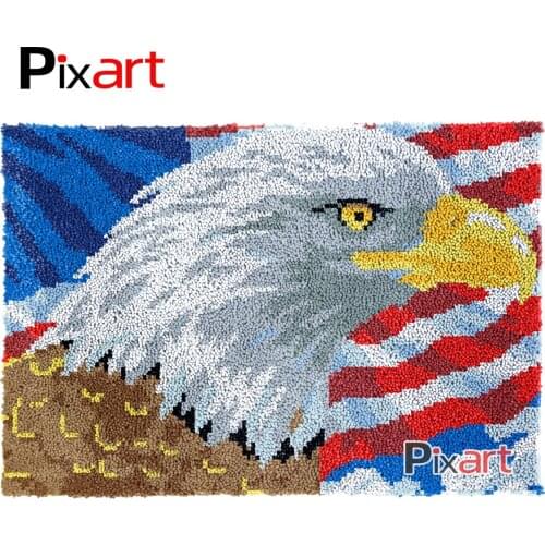 Latch Hook Rug American Eagle Crocheting Tapestry Kits DIY Carpet Rug Chunky Yarn Needlework Knitted Floor Mat Hobby & Crafts