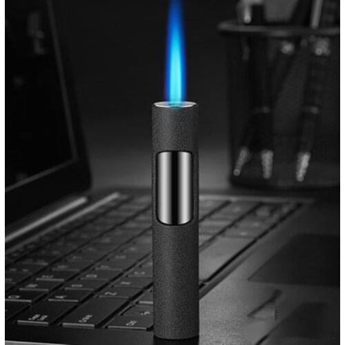 Creative Metal Long Strip Windproof Light And Easy To Carry Gas Lighters Outdoor Fire Lgnition Blue Flame Smoking Accessories