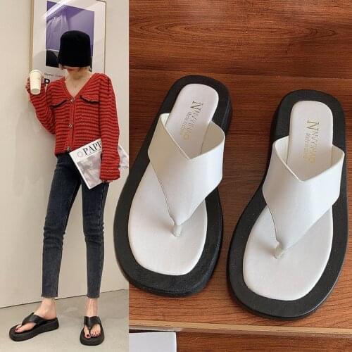 Summer Womens Shoes 2021 New Slippers Soft Flats Ladies Outside Open Toe Shoes Solid PU Womens Flip Flops Zapatillas Mujer