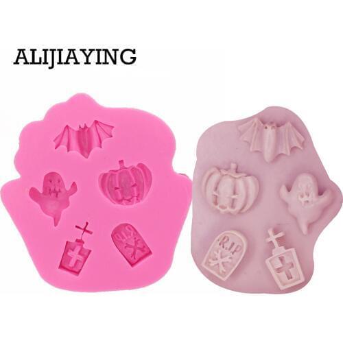 M1248 1Pcs Halloween Holiday Cake Mold Pumpkin Ghost Bat shape Chocolate Molds DIY Cake Decorating Tools