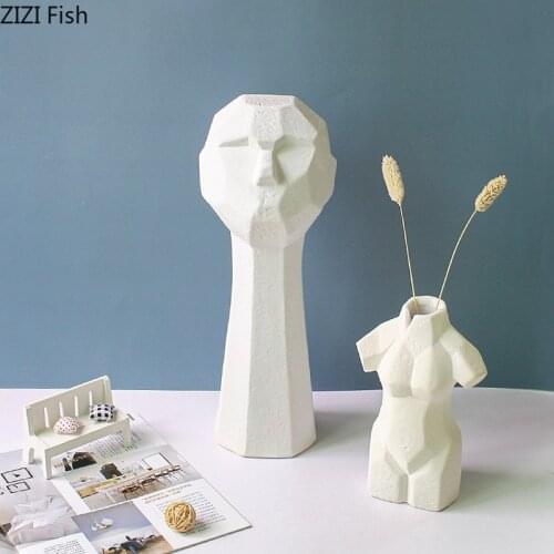 European-style Frosted Ceramic Head Statue Figurines Geometric Abstract Human Portrait Sculpture Gift Ornaments Home Decoration