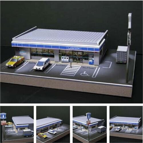 1:87 HO Scale Handmade Supermarket Model Train Shop Sand Table Model 22*16cm