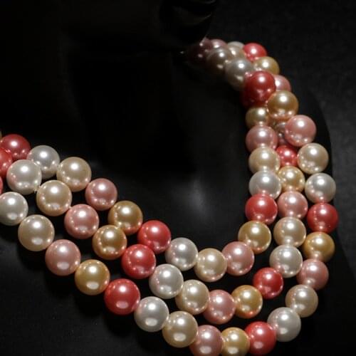 Natural Sea Shell Pearl Beads Straight Hole Orange Powder Mixed Color Shellfish Beads Loose Beads DIY jewelry beads Accessories