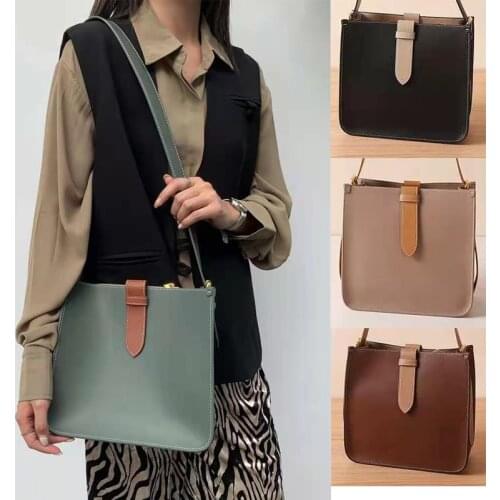 New Lady Large Capacity Real Leather Casual Bucket Shouler Bag Women Genuine Trendy Solid Big Shopping Purse