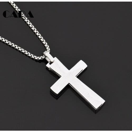 NEW Bible Scripture 2 tone Cross Necklace For Mens 316L Stainless Steel hip hop Jewelry 4 colors Cross Pendant Party CAGF0136