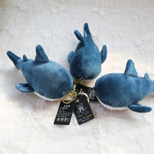 New Creative Little Shark Exquisite Keychain Plush Ocean Fish Doll blue School Bag Pendant Mollusk Soothing doll christmase Gift