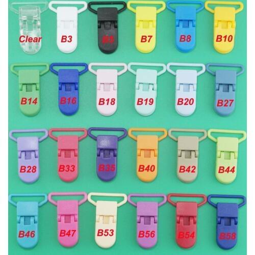 25MM Plastic Suspender Clips,SUTOYUEN Pacifier/Soother/Binky/Paci/Suspenders/Toy Holder Clip,Mix 24 Colors,120pcs Free Shipping
