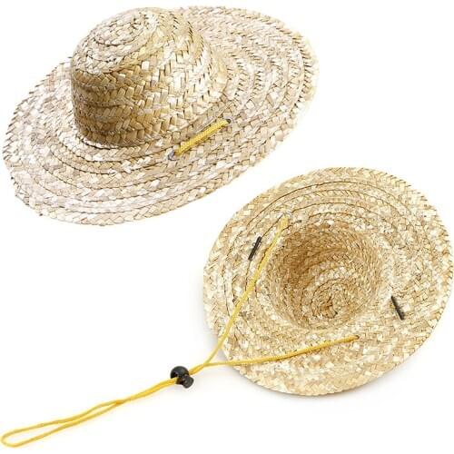 Pet Handcrafted Woven Sun Hat Dog Cat Straw Hat Small Pet Outdoor Accessories Hiking Pet Products Small/Large Dogs hats Cap