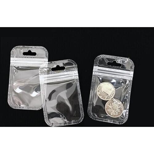 250Pcs/ Lot Clear Plastic Zip Lock Resealable Packing Pouches For Jewelry Storage Zipper Poly Package Bag Organizer W/ Hang Hole