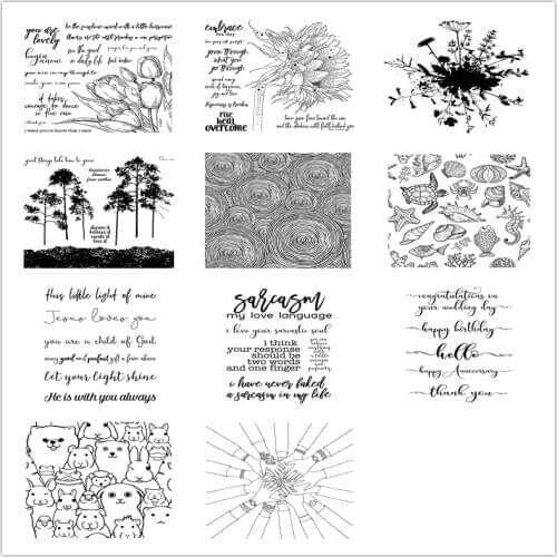 Clear Stamps Flowers Trees Shell Turtle Animals Words Mixed Pattern DIY Scrapbooking Craft Paper Making Template 2020 New