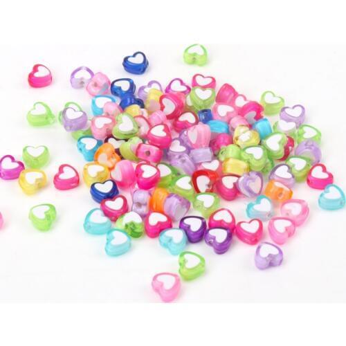 Mixed Color White Heart Diy Beads Acrylic Spacer Beads Fit Jewelry Making Diy Wholesale 8x8mm 100pcs
