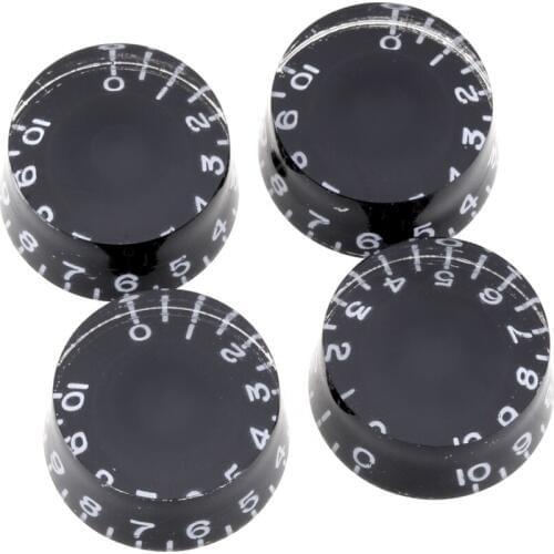 Musiclily Pro Left Handed Metric Size 18 Splines Speed Control Knobs for Asia Import Guitar Bass Pots, Black (Set of 4)