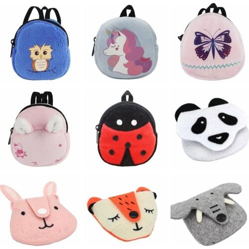 Doll Backpack Cute Cartoon Bags Unicorn Rabbit Fox Panda Doll Clothes For 18 Inch American&43Cm Baby New Born Reborn Doll Toy