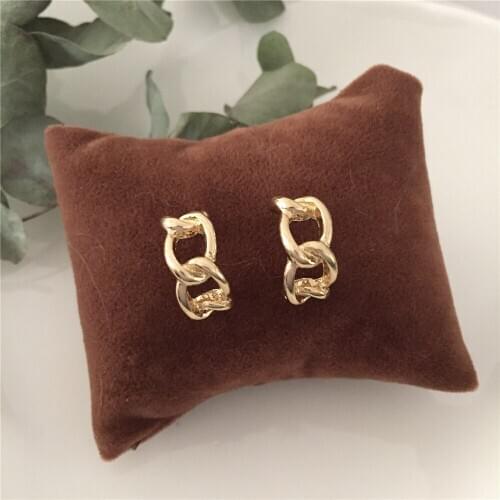 Chunky Gold Color Plating Vintage Chain Shape Curved Small Hoop Earrings For Women Girl Office Lady Daily Bohemia Jewelry