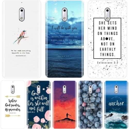 Back Cover For Nokia 8 6 5 3 2 1 Soft Silicone Bible Verse Quotes Text Flower Ocean Pretty Phone Case For Nokia 7 Plus X6 Case