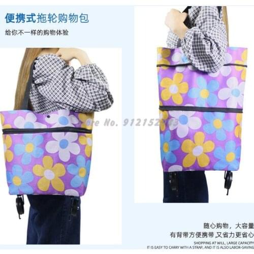 Folding Portable Household Supermarket Shopping Bag Grocery Shopping Cart Small Cart Shopping Trolley Cart Trailer Elderly Groce