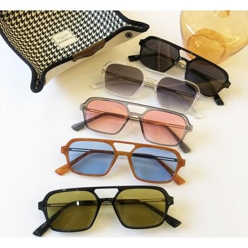 2021 Fashion Trendy Retro Brand Rectangle Sunglasses Women Orange Blue Shades Women 90s Vintage Square Sun Glasses Men S465