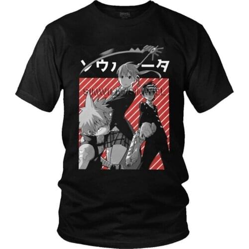 Soul Eater T-shirt Men Graphic T Shirt Short Sleeve Anime Crona Maka Albarn Death The Kid Evan Tshirts Cotton Tee Tops Clothes