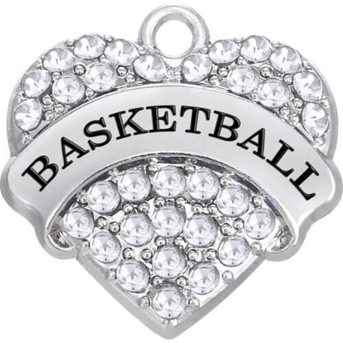 Sporty crystal Basketball heart charm