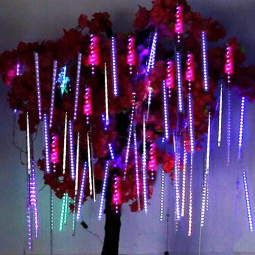 Led Meteor Shower Rain AC85-265V LED christmas decorations for tree Lights Wedding Garden outdoor 30cm 50cm 80cm holiday lights