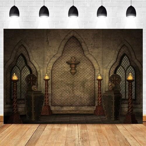 Halloween Theme Backdrops Skeleton Horror Flame Light Stand Customize Photography Background For Photo Studio Vinyl Photophones