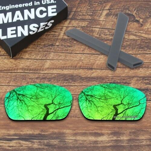 ToughAsNails Resist Seawater Corrosion Green Mirrored Polarized Replacement Lenses and Gray Ear Socks/Leg for Oakley Jawbone