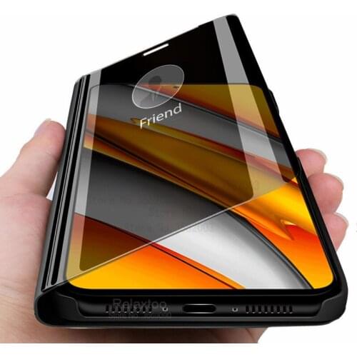 Smart mirror flip phone cover case for xiaomi Poco f3 xiomi Poco f 3 pro pocof3 pocof 3 pocof3 6.67" magnetic stand coque fundas
