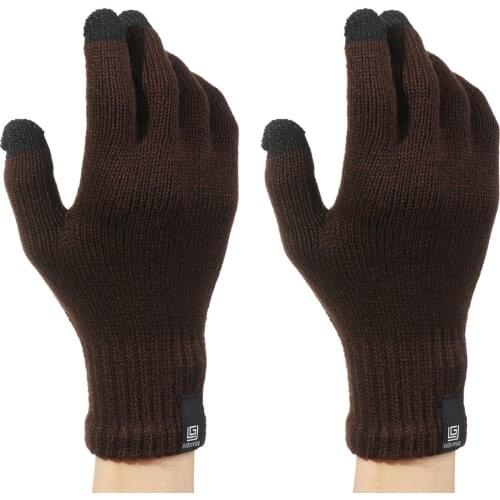 2020 Newest Full Finger Mittens Knitted Wool Mitts Men Women Autumn Winter Warm Touch Screen Thick Plush Gloves Outdoor Fashion